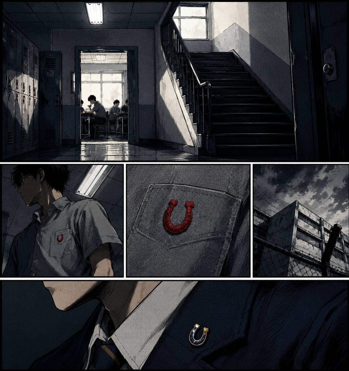 The stairwell, floor by floor.
